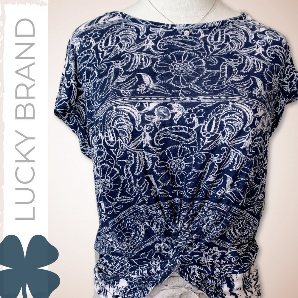 LUCKY BRAND Blue Top - Short Sleeved